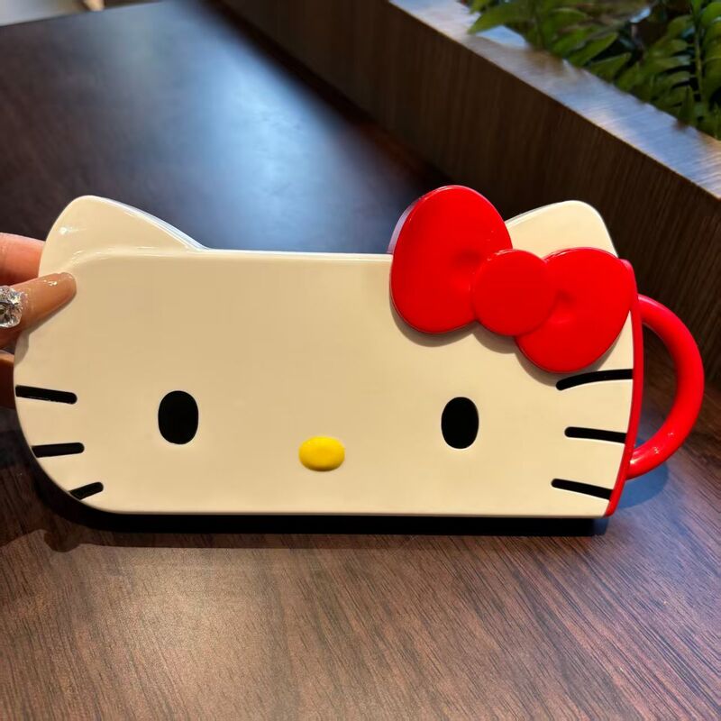 Xiaohongshu Same Style Kt Melody Cute Cartoon Tableware Four-Piece Set Household Student Stainless Steel Tableware Gift