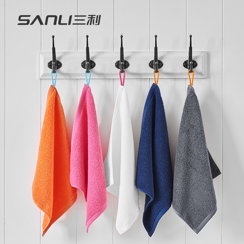 Sanli Class A antibacterial hand towel Hanging handkerchief small square towel towel Pure cotton square cute baby saliva towel