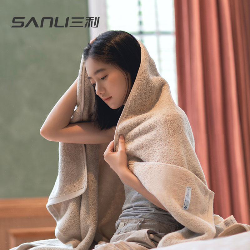Sanli bath towels pure cotton adult female male summer home suction water speed dry not easy to fall hair wrap full cotton towel Three sets