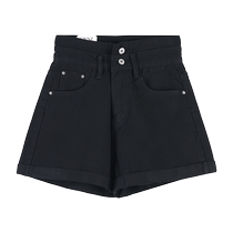 2024 new denim shorts for women summer thin high-waisted slim a-line wide-leg black hot pants for hot girls to wear outside