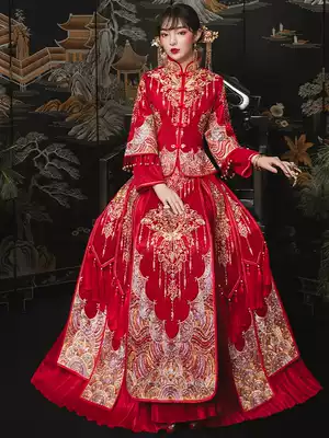 Xiuhe clothing bride 2021 new wedding summer toast clothing large size pregnant women out of the cabinet clothing thin style show kimono