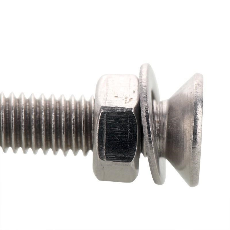 Long screw rod with female flat head screw nut Cross stainless steel countersunk head gong bolt rod m3m4m5m6m8 set TT
