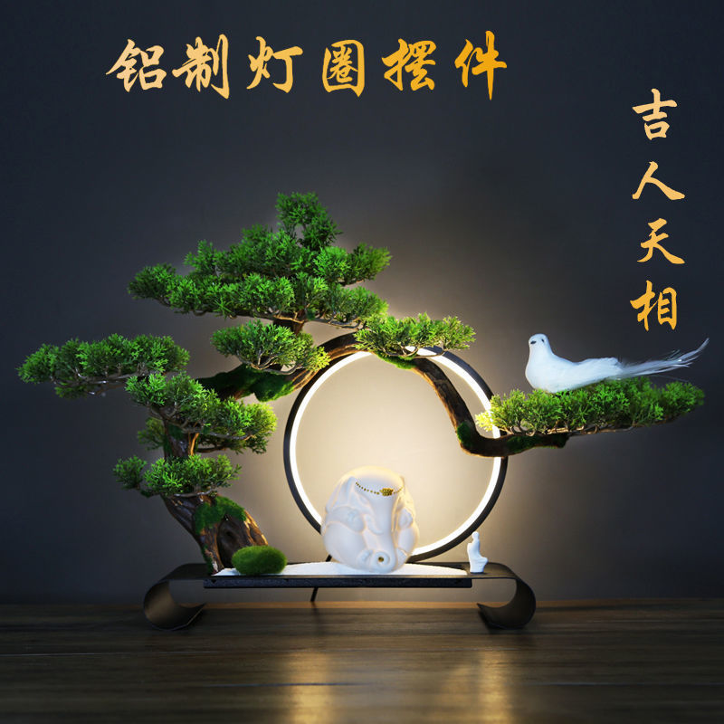 High Mountain Flowing Water Emulation Greet Guests Pine Pendulum Pieces Indoor Bonsai Living Room Hotel Clubhouse Dining Room Table Decoration Furnishing Gifts