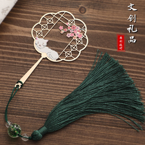 Cat tales beautiful Group fan metal gilded brass bookmarks Chinese style classical tassel luminous pendants literary creative gifts lettering custom hipster students with gifts