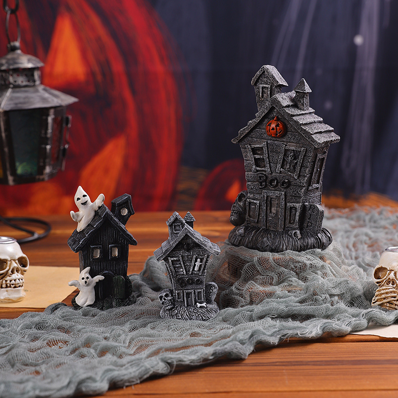 Halloween Themed Decorative Props Pumpkin Haunted House Resin Ornaments Desktop Micro Landscape Atmosphere Decoration