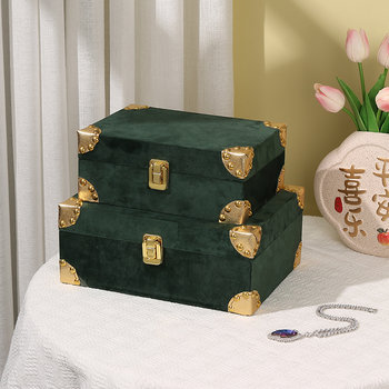 Creative high-end dutch velvet desktop storage box necklace jewelry wooden jewelry box internet celebrity retro storage box wooden box