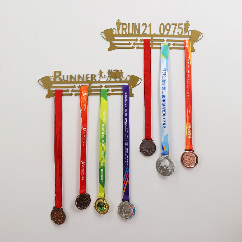 Iron Medal Display Rack Wall-Mounted No-Drill Hook Sports Marathon Race Honor Medal Display Rack