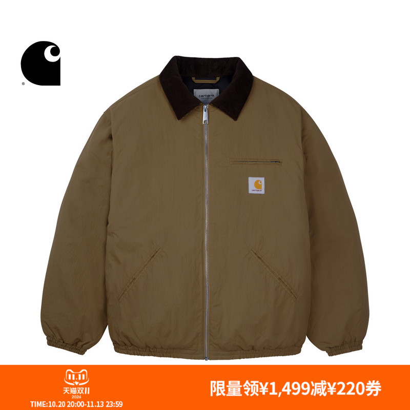 Carhartt Wip Men's Winter New Classic Square Logo Corduroy Lapel Jacket