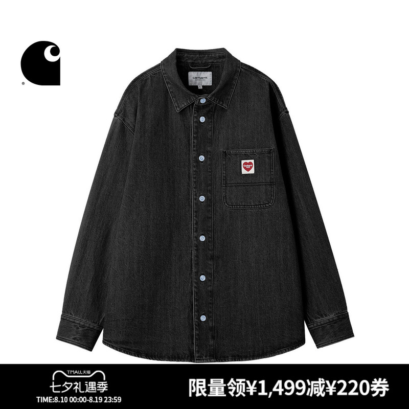 Carhartt Wip Shirt Men's New Classic Heart-Shaped Logo Vintage Silhouette Workwear Long-Sleeve Carhartt