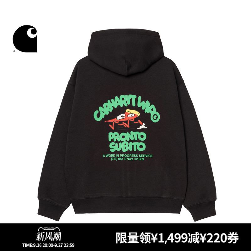 Carhartt Wip Sweatshirt Jacket Men's Cartoon-Style Pizza Pattern Print Thickened Oversized Hooded Carhartt Carhartt Wip Sweatshirt Jacket Men's Cartoon-Style Pizza Pattern Print Thickened Oversized Hooded Carhartt