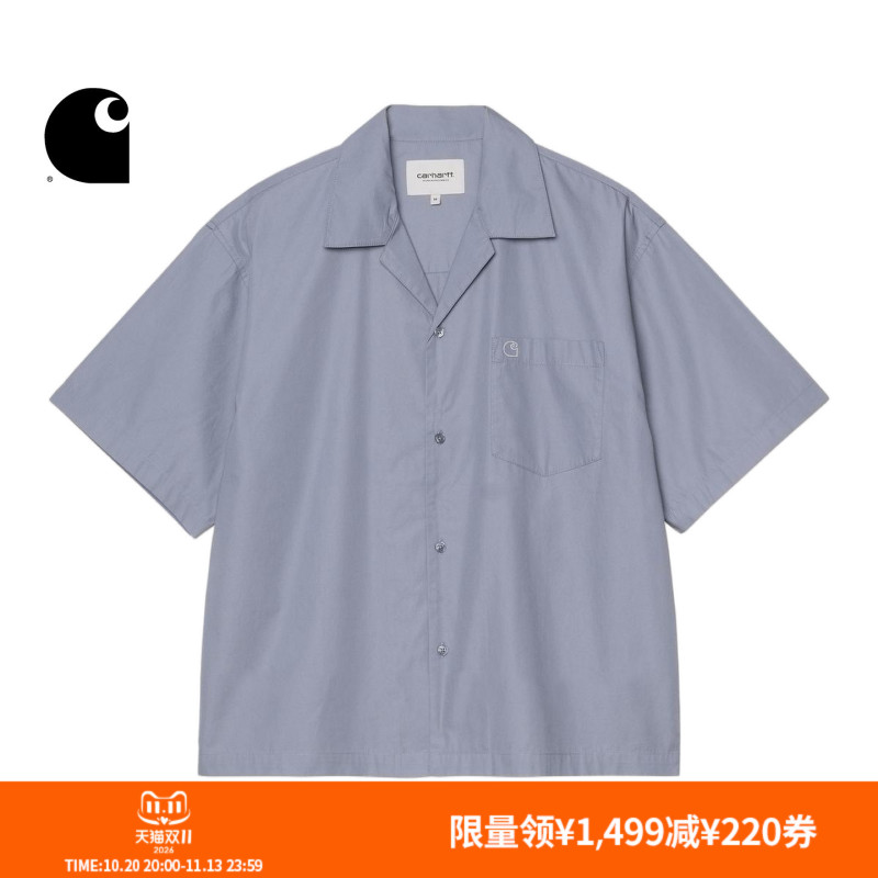 Carhartt Wip Shirt Men's Autumn New Classic C Logo Embroidered Open Collar Short-Sleeve Carhartt