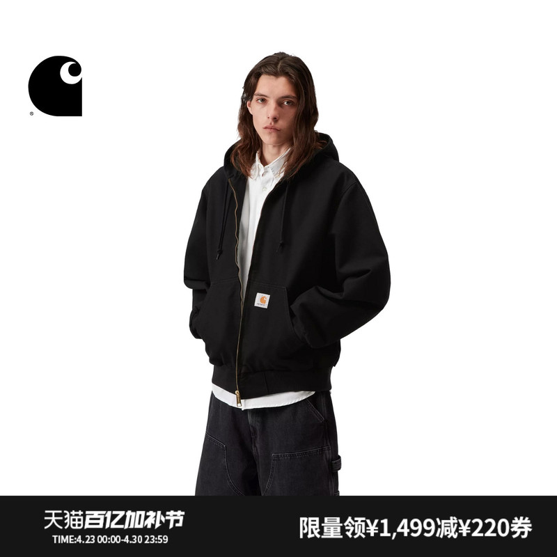 Carhartt Wip Men's Jacket Early Spring New Classic Square Logo Wide-Fit Hooded Workwear Carhartt