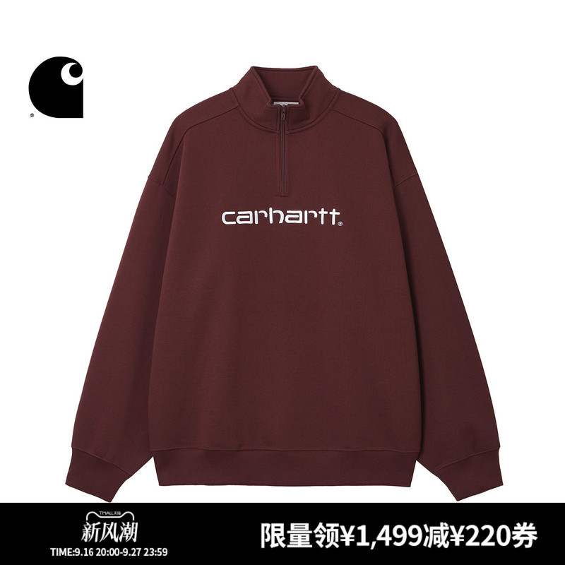 Carhartt Wip Sweatshirt Men's Autumn New Classic Lettering Silhouette Thickened Stand Collar Half-Zip Carhartt Carhartt Wip Sweatshirt Men's Autumn New Classic Lettering Silhouette Thickened Stand Collar Half-Zip Carhartt
