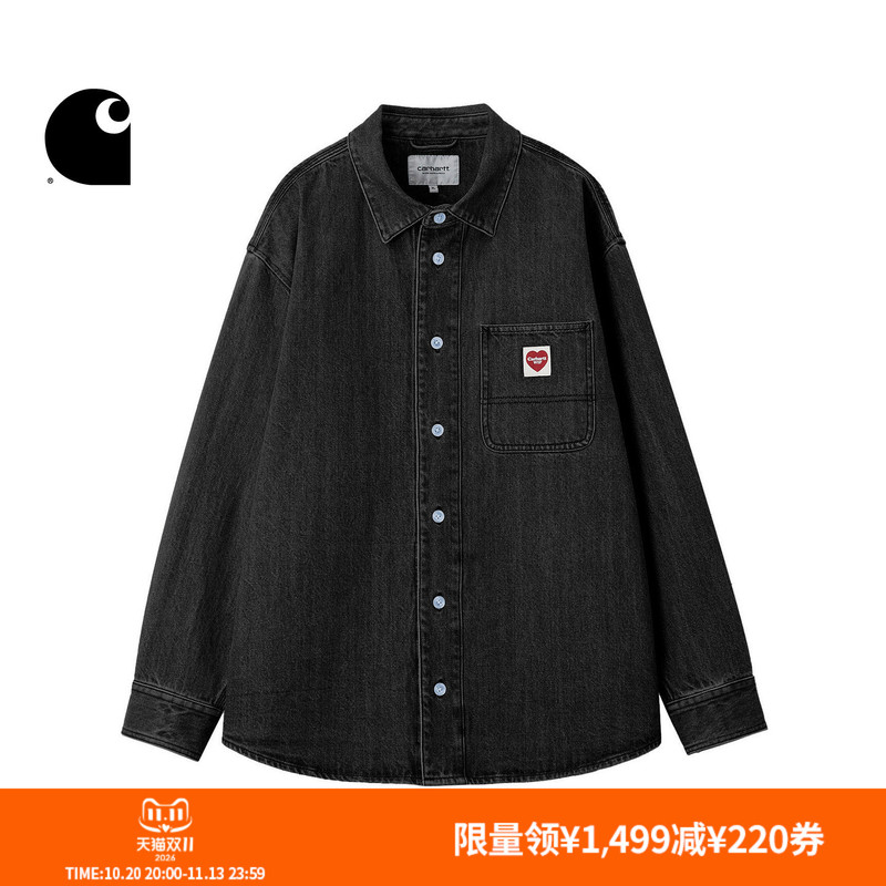 Carhartt Wip Shirt Men's Classic Heart-Shaped Logo Vintage Silhouette Workwear Long-Sleeve Carhartt