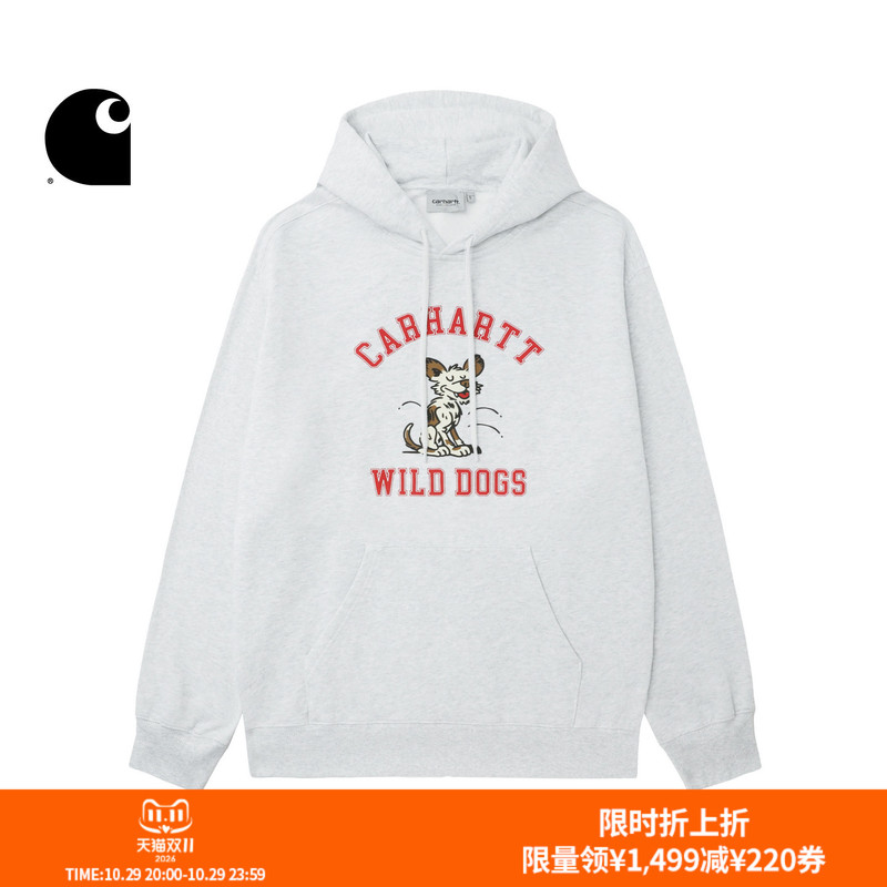 Carhartt Wip Sweatshirt Men's Autumn and Winter Comic Style Vicious Dog Pattern Printed Hooded Carhartt