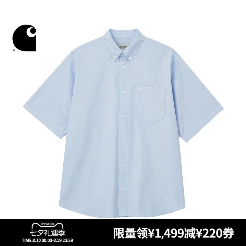 Carhartt Wip Shirt Men's Summer New Classic C Logo Embroidered Wide-Fit Shirt Short-Sleeve Carhartt