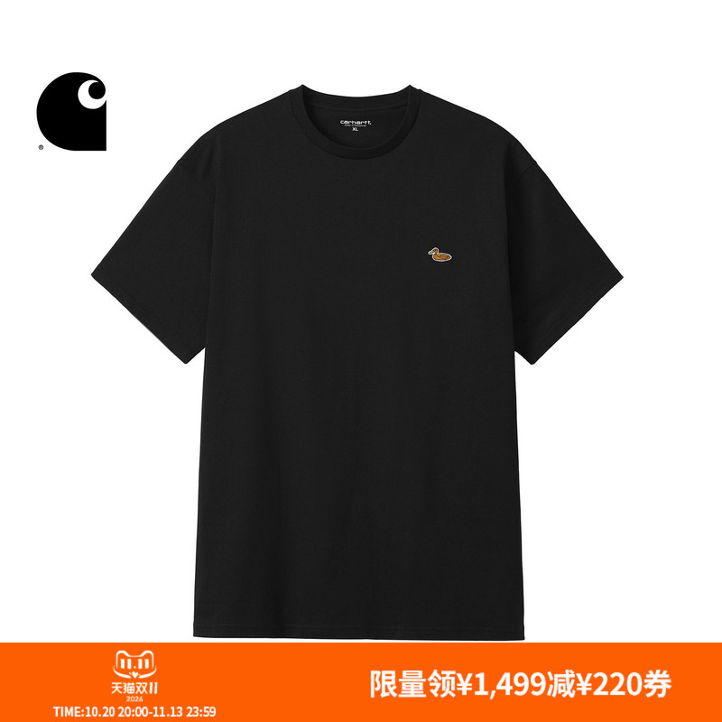 Carhartt Wip Short-Sleeved T-Shirt Men's Autumn and Winter Classic Duck Embroidered Patch Loose Fit Carhartt