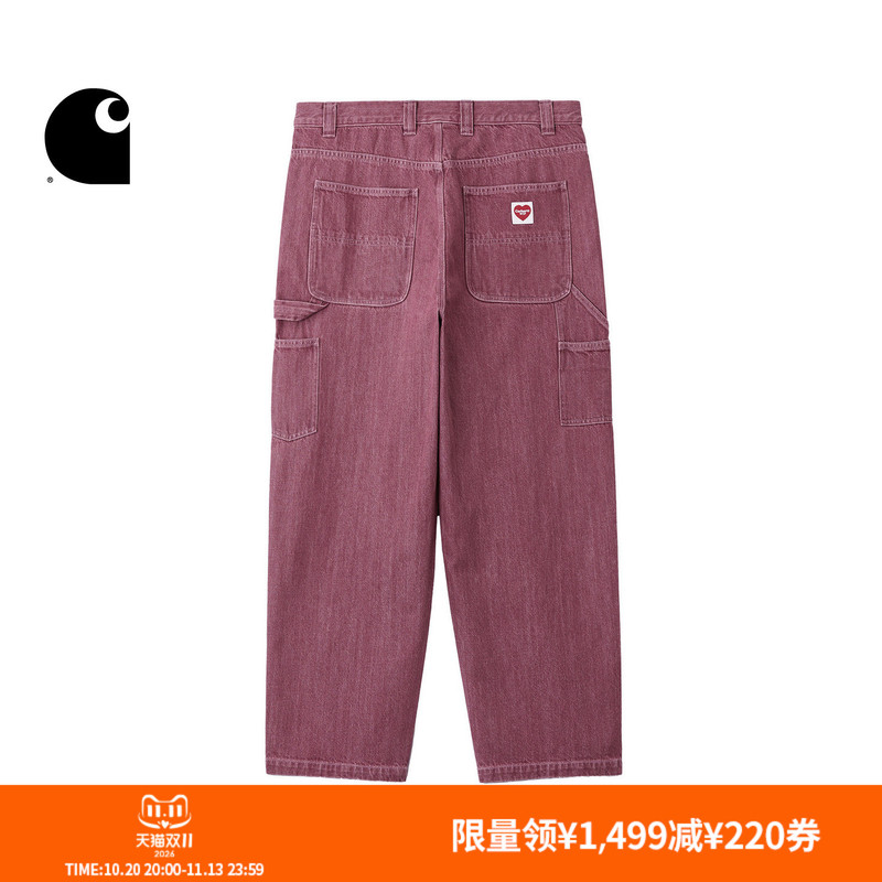 Carhartt Wip Men's Jeans Classic Heart-Shaped Logo Distressed Double-Knee Workwear Carhartt