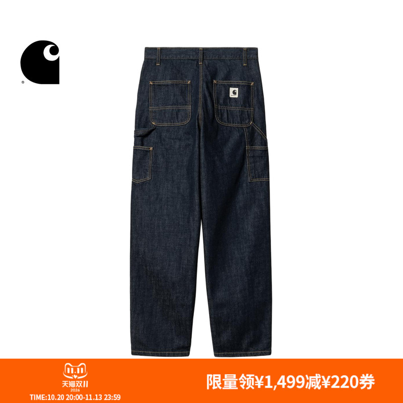 Carhartt Wip Women's Jeans Autumn New Classic Square Logo Vintage Wide-Fit Workwear Carhartt