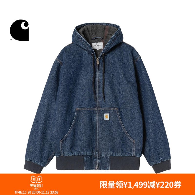Carhartt Wip Workwear Jacket Men's Autumn and Winter New Classic Square Logo Stone-Washed Vintage Wide-Fit Hooded Jacket Carhartt Wip Workwear Jacket Men's Autumn and Winter New Classic Square Logo Stone-Washed Vintage Wide-Fit Hooded Jacket