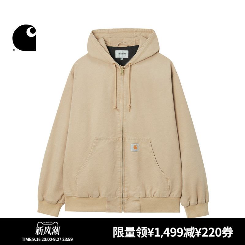 Carhartt Wip Men's Jacket Autumn Classic Square Logo Vintage Wide-Fit Hooded Workwear Carhartt Carhartt Wip Men's Jacket Autumn Classic Square Logo Vintage Wide-Fit Hooded Workwear Carhartt