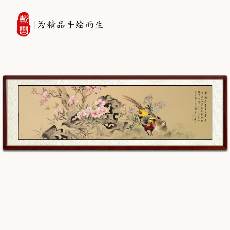 Hand drawing country painting new Chinese flower bird headboard drawing living room sofa background wall hanging painting bedroom decoration painting broiler for spring