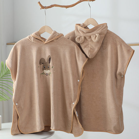 浴巾女儿童带帽斗篷浴袍柔软吸水速干可爱洗澡珊瑚绒大毛巾可穿式