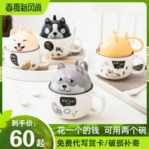 Super cute super cute girl large capacity coffee mug personality creative trend couple ceramic cup with lid spoon