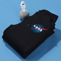 nasa joint sweatpants male cosmonauts black 100 hitch casual 2022 new spring and autumn slim summer close-up pants
