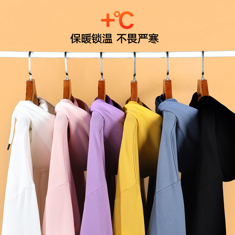 2022 new trend thin spring and autumn casual loose top women's capless round neck long-sleeved hooded solid color casual top men