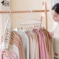 Multifunctional clothes rack dormitory household with hanging clothes magically folding clothes hanger nine hole shelves to collect artifacts