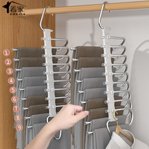 Folding pants frame multifunctional wardrobe contains artifacts pants rack multilayer household magic pants clip no mark hanger