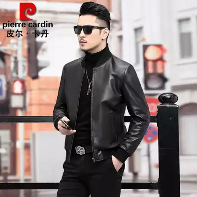 Pircalden Sheepskin jacket men's leather leather men's locomotive slim Korean baseball uniform fashion jacket large size
