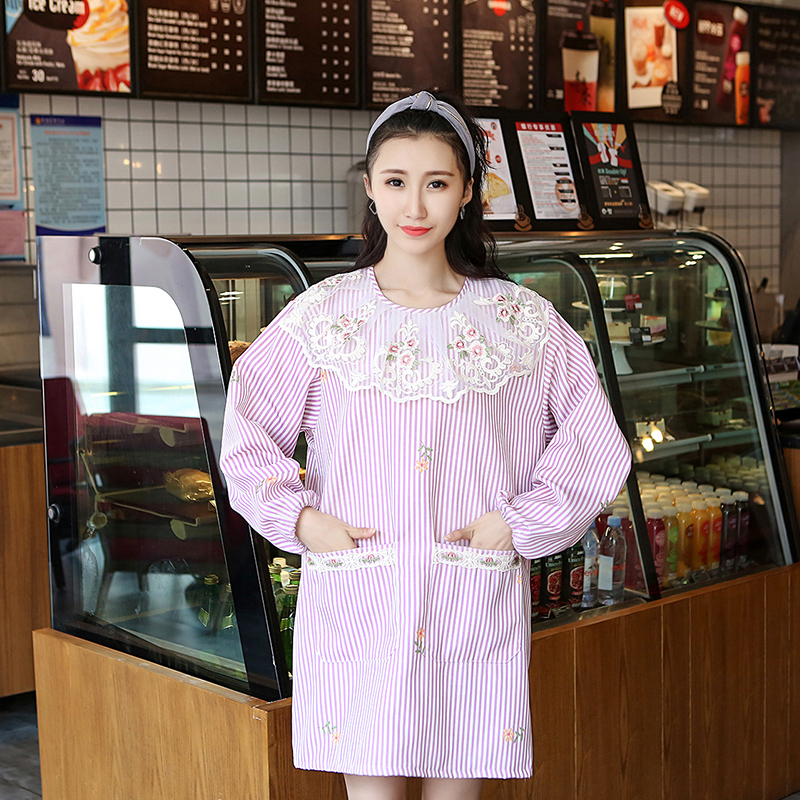 Apron cover with sleeves oil-proof outer wear kitchen household anti-dressing adult fashion long-sleeved coat female small fresh
