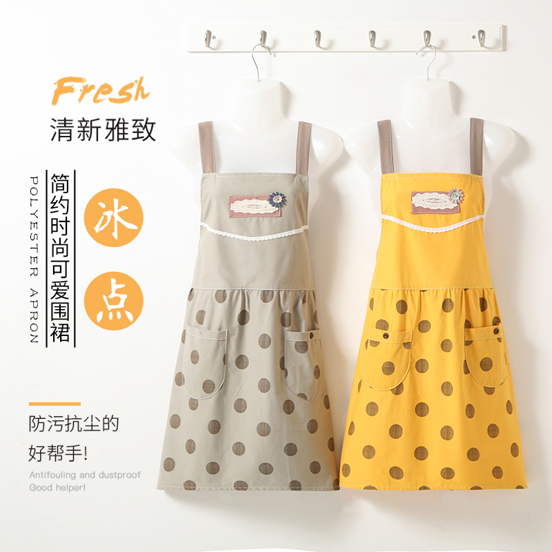 Apron household kitchen fabric Western style apron female cotton 2021 new waterproof Korean version apron oil-proof cooking blouse