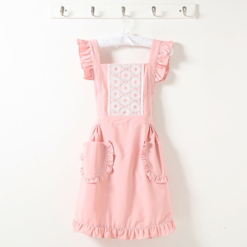 Korean fashion cute princess dress apron home kitchen cooking clothes flower shop nail shop work clothes