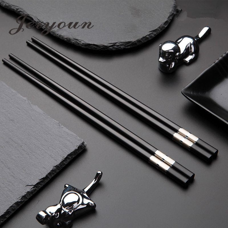 JERYOUN Japanese - style kitchen household anti - slip anti - mildew high - end alloy chopsticks 10 pair of suite restaurant