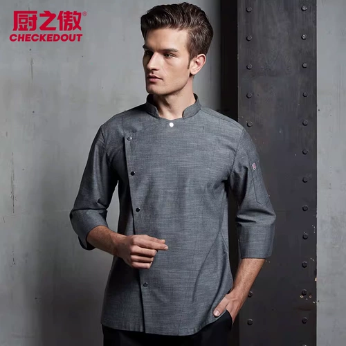 Шеф -повара шеф -повара Рабочая одежда весна и летняя столовая ресторан для общественного питания кухня Синьцзян Хэпт Мужчины и женщины 70% настройка рукава