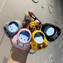 Key chain 2024 new style female high-end creative exquisite night light school bag dumpling kitten key chain light key