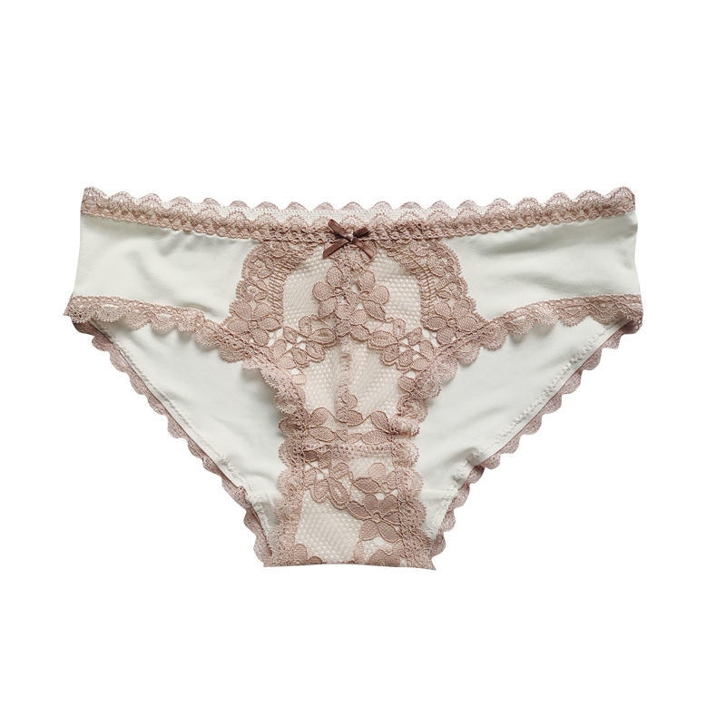 Comfort Silk Slip Comfort Milk Silk Lace Sexy Low Waist Pure Cotton Inner Crotch Triangle Briefs female