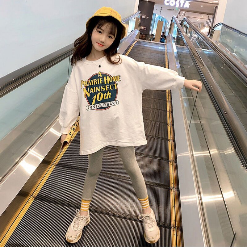Net red children's clothing girl set 2021 new spring clothes children's sports and leisure foreign atmosphere two-piece set in the big boy Korean version