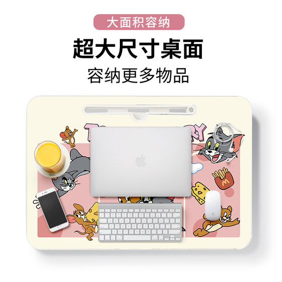 작은 테이블 접이식 책상 학생 기숙사 침대가있는 침대에 고양이와 마우스 숙제를위한 작은 테이블 보드가있는 기숙사 침대. 게으른 노트북 데스크 어린이 작문 연구 베이 창 홈 테이블