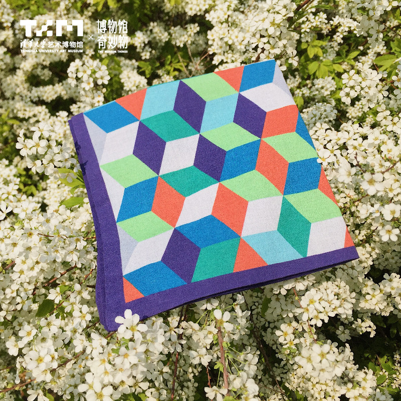 Tsinghua University Art Museum Hide Weaving Embroidered bagels pure cotton handkerchief with small square towels Birthday Gifts