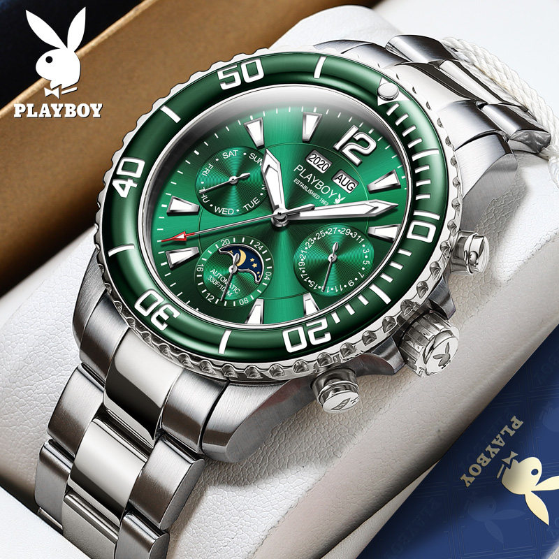 Playboy top ten green water monster water ghost watch men's new brand joint automatic mechanical watch