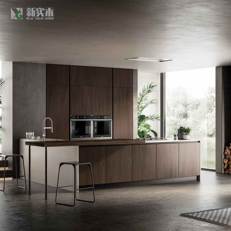 Chongqing new solid wood whole house custom complete modern minimalist light luxury Japanese Nordic custom rock plate whole cabinet kitchen