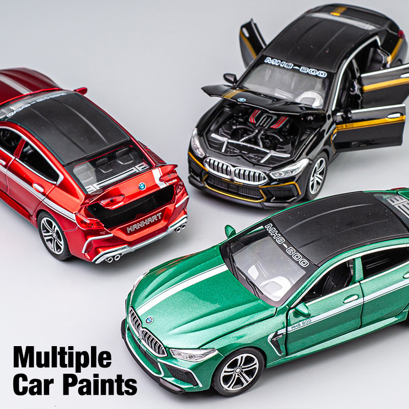 1:32 Scale Black, Red, and Green Bmw M8 Car Model with Openable Trunk and Front and Rear Doors, Alloy Toy Car