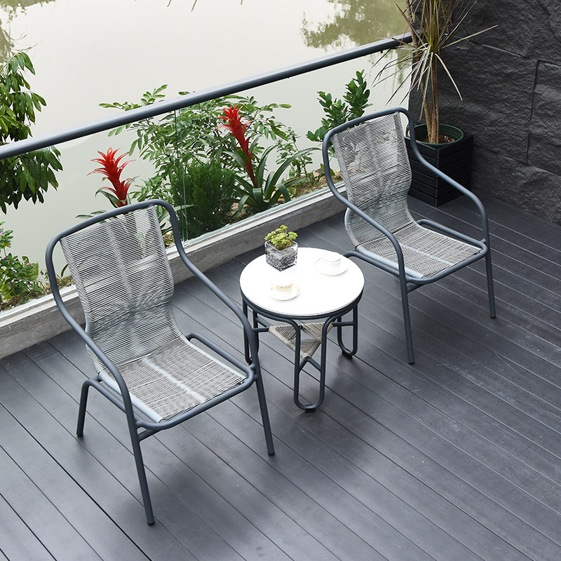 Garden Terrace Garden Outdoor Table and Chair Combined Balcony Three Pieces Outdoor Rain Prevention and Sun