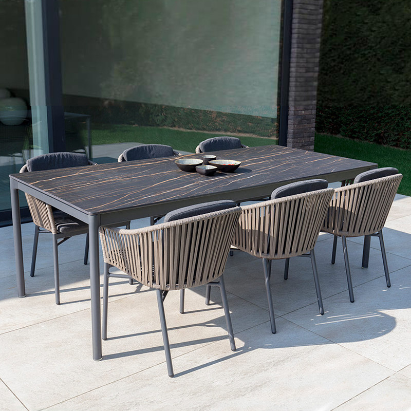 Outdoor open-air casual vine tables and chairs combined garden patio terrace sunrise room light luxury outdoor vine chair