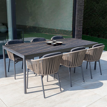 Outdoor open-air leisure rattan table and chair combination garden courtyard terrace sun room light luxury high-end outdoor rattan chair