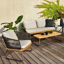 Outdoor rattan sofa villa garden terrace sofa Nordic sun room designer rope rattan chair sofa combination